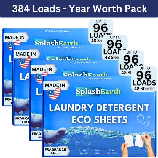 Laundry Sheets Bundle, Pack of 4 (384 Loads) Year's Worth Laundry Detergent Sheets