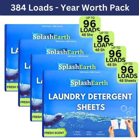 Laundry Sheets Bundle, Pack of 4 (384 Loads) Year's Worth Laundry Detergent Sheets